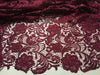 Maggie BURGUNDY Guipure Venice Heavy Lace Fabric by the Yard - 10019