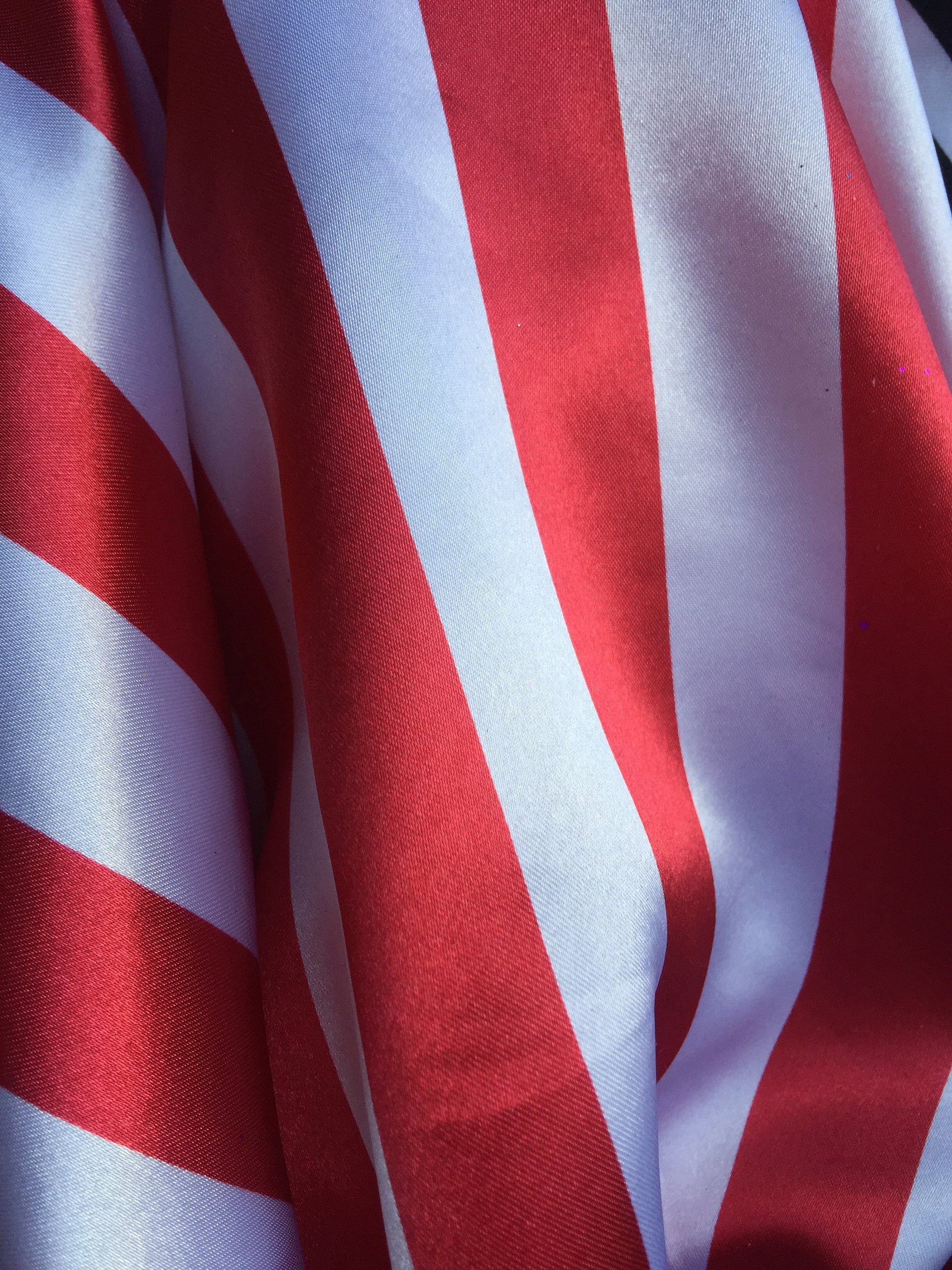 Annie RED & WHITE 1" Stripes Pattern Polyester Light Weight Satin Fabric by the Yard - 10081