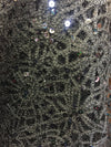 Harmony BLACK Foil and Sequins Open Weave Lace Fabric by the Yard - 10023