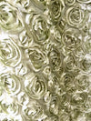 Paige SAGE 3D Floral Polyester Satin Rosette Fabric by the Yard - 10028