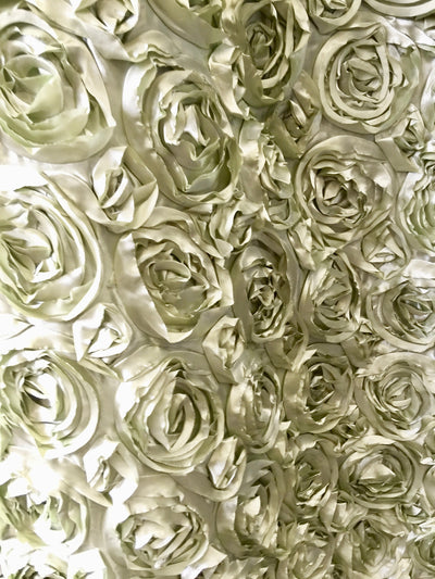 Paige SAGE 3D Floral Polyester Satin Rosette Fabric by the Yard - 10028