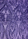 Alaina VIOLET Curlicue Sequins on Mesh Lace Fabric by the Yard - 10018
