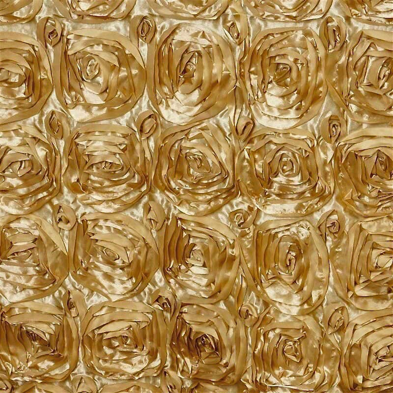 Paige GOLD 3D Floral Polyester Satin Rosette Fabric by the Yard - 10028