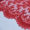Melody RED Polyester Floral Embroidery with Sequins on Mesh Lace Fabric by the Yard for Gown, Wedding, Bridesmaid, Prom - 10002