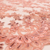 Melody CORAL Polyester Floral Embroidery with Sequins on Mesh Lace Fabric by the Yard for Gown, Wedding, Bridesmaid, Prom - 10002