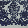 Vivian NAVY BLUE Polyester Embroidery with Sequins on Mesh Lace Fabric by the Yard for Gown, Wedding, Bridesmaid, Prom - 10003