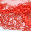 Andrea RED 3D Floral Matte Corded Embroidery on Mesh Lace Fabric by the Yard - 10016