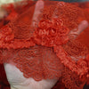 Andrea RED 3D Floral Matte Corded Embroidery on Mesh Lace Fabric by the Yard - 10016