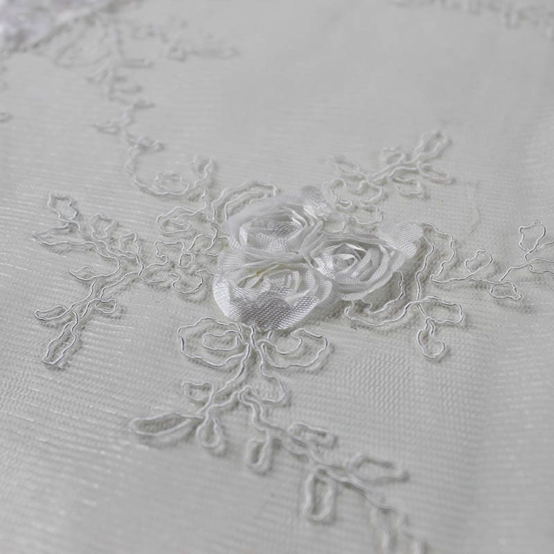 Andrea WHITE 3D Floral Matte Corded Embroidery on Mesh Lace Fabric by the Yard - 10016