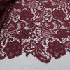 Maggie BURGUNDY Guipure Venice Heavy Lace Fabric by the Yard - 10019