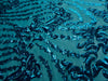 Miranda TEAL Vines and Leaves Sequins on TEAL Mesh Lace Fabric by the Yard - 10061