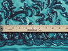 Miranda TEAL Vines and Leaves Sequins on TEAL Mesh Lace Fabric by the Yard - 10061
