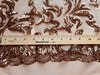 Miranda COPPER Vines and Leaves Sequins on BROWN Mesh Lace Fabric by the Yard - 10061
