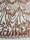 Miranda CHAMPAGNE Vines and Leaves Sequins on CHAMPAGNE Mesh Lace Fabric by the Yard - 10061