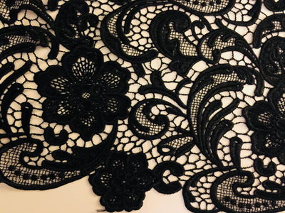 Maggie BLACK Guipure Venice Heavy Lace Fabric by the Yard - 10019