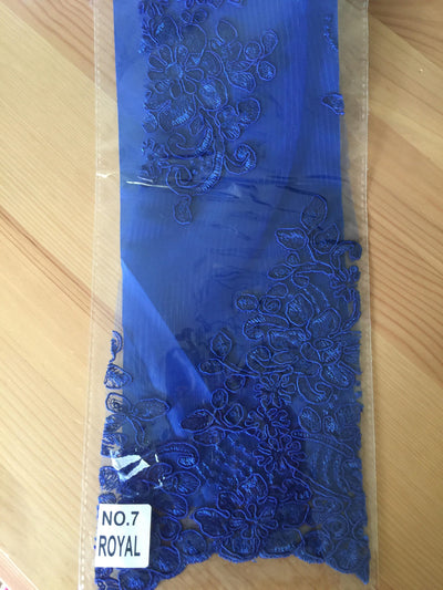 Brianna ROYAL BLUE Polyester Floral Embroidery with Sequins on Mesh Lace Fabric by the Yard - 10020