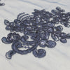 Brianna NAVY BLUE Polyester Floral Embroidery with Sequins on Mesh Lace Fabric by the Yard - 10020