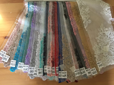 Brianna WHITE Polyester Floral Embroidery with Sequins on Mesh Lace Fabric by the Yard - 10020