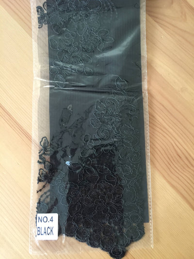 Brianna BLACK Polyester Floral Embroidery with Sequins on Mesh Lace Fabric by the Yard - 10020
