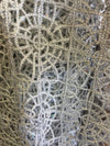 Harmony SILVER Foil and Sequins Open Weave Lace Fabric by the Yard - 10023