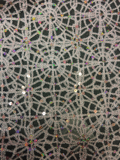 Harmony LIGHT PINK Foil and Sequins Open Weave Lace Fabric by the Yard - 10023