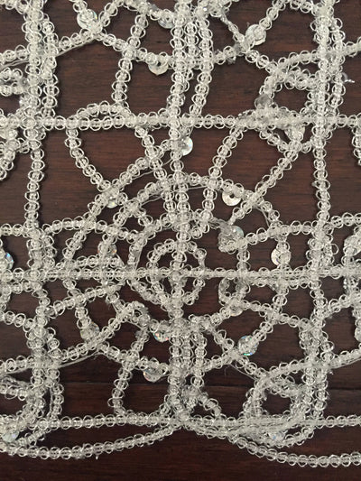 Harmony SILVER Foil and Sequins Open Weave Lace Fabric by the Yard - 10023