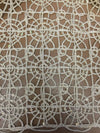 Harmony LIGHT GOLD Foil and Sequins Open Weave Lace Fabric by the Yard - 10023
