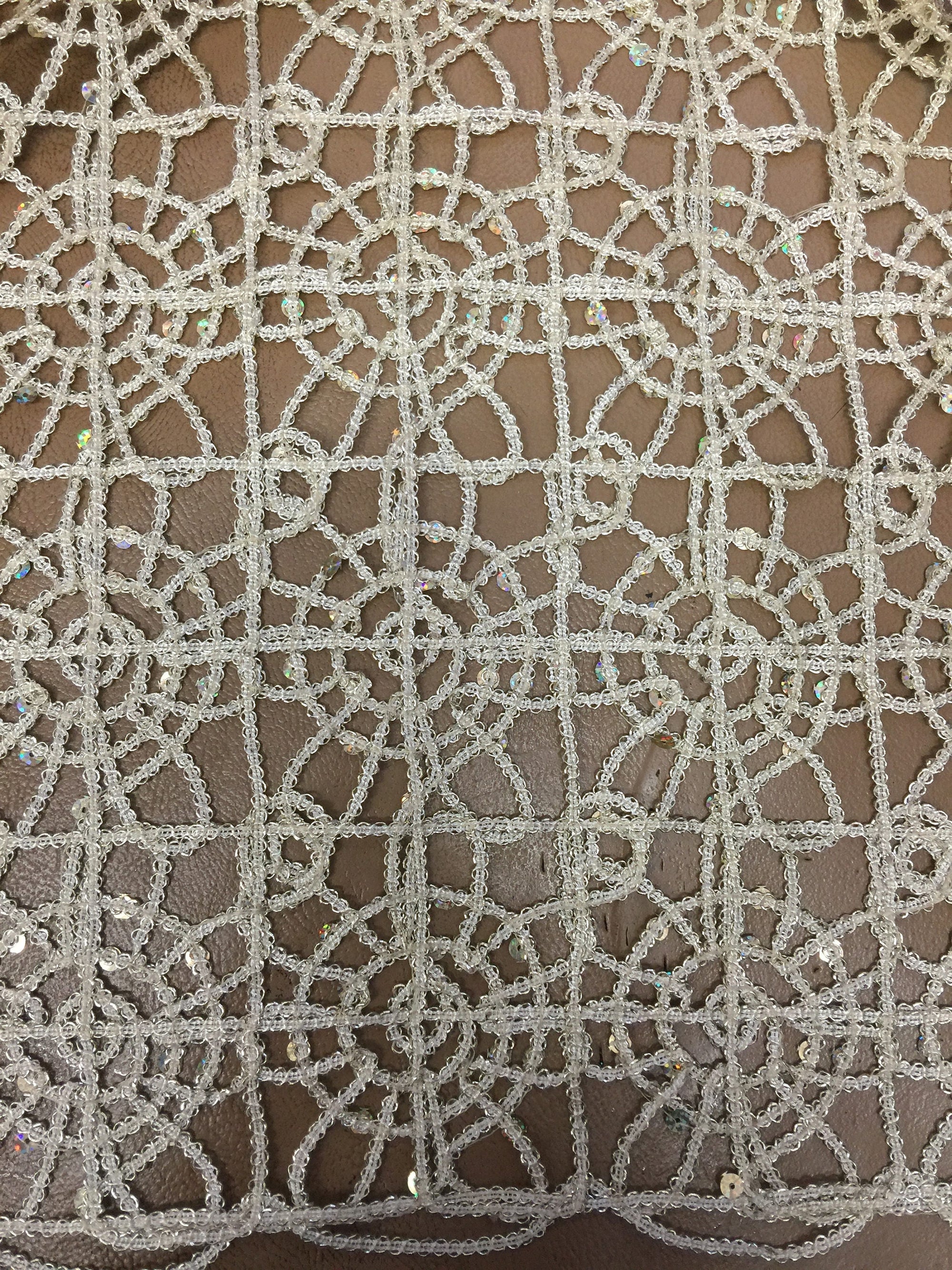 Harmony LIGHT GOLD Foil and Sequins Open Weave Lace Fabric by the Yard - 10023