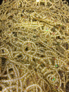 Harmony GOLD Foil and Sequins Open Weave Lace Fabric by the Yard - 10023