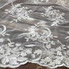 Callie WHITE Polyester Floral Corsage Embroidery on Mesh Lace Fabric by the Yard - 10025