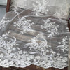 Callie WHITE Polyester Floral Corsage Embroidery on Mesh Lace Fabric by the Yard - 10025