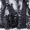 Teagan BLACK Damask Design Embroidered on Mesh Lace Fabric by the Yard - 10027