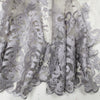 Teagan SILVER Damask Design Embroidered on Mesh Lace Fabric by the Yard - 10027
