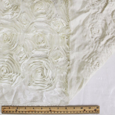 Paige IVORY 3D Floral Polyester Satin Rosette Fabric by the Yard - 10028