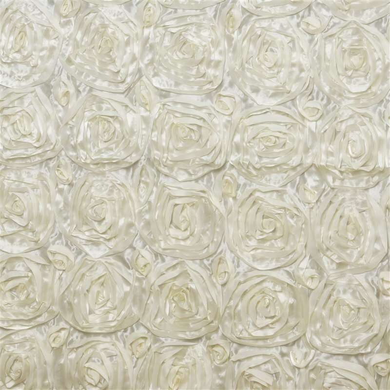 Paige IVORY 3D Floral Polyester Satin Rosette Fabric by the Yard - 10028