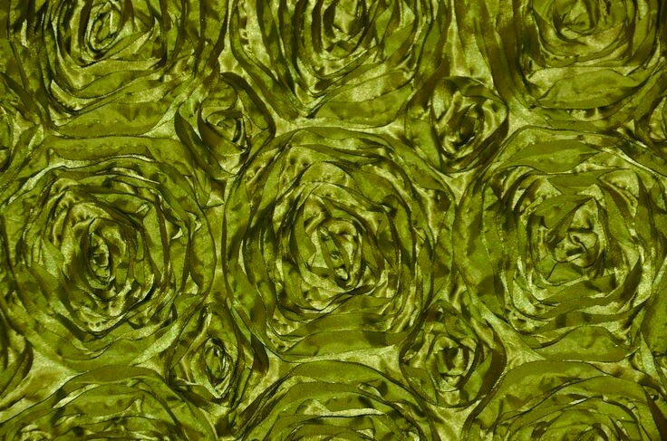 Paige OLIVE GREEN 3D Floral Polyester Satin Rosette Fabric by the Yard - 10028
