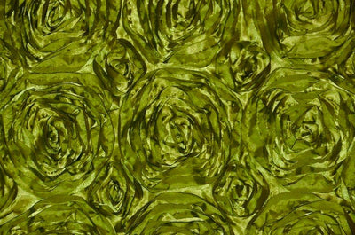 Paige OLIVE GREEN 3D Floral Polyester Satin Rosette Fabric by the Yard - 10028