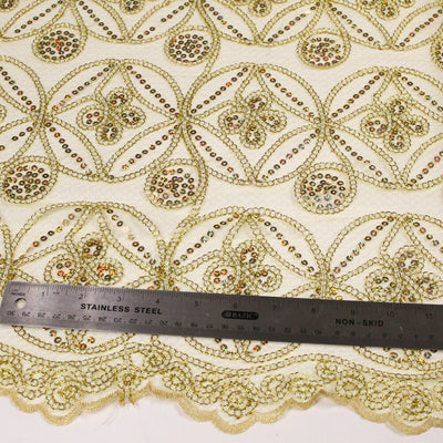 Fiona GOLD Foil and Sequins on Mesh Lace Fabric by the Yard - 10034