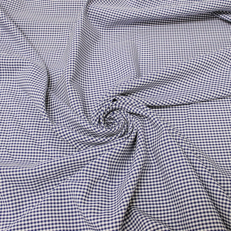 Keira NAVY BLUE Mini Checkered Polyester Poplin Fabric by the Yard - 10048