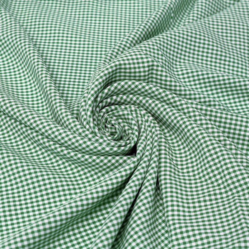 Keira HUNTER GREEN Mini Checkered Polyester Poplin Fabric by the Yard - 10048