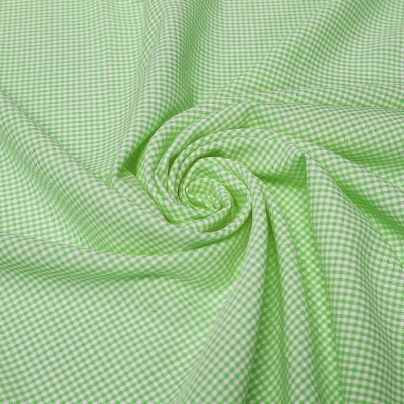 Keira LIME GREEN Mini Checkered Polyester Poplin Fabric by the Yard - 10048