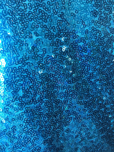 Leila TURQUOISE Sequins on Mesh Fabric by the Yard - 10050