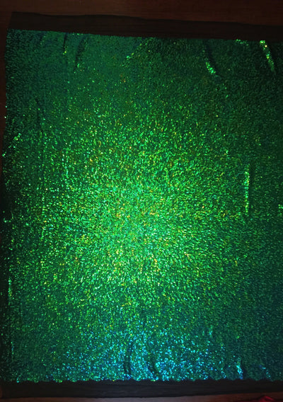 Leila GREEN BLUE Sequins on Mesh Fabric by the Yard - 10050