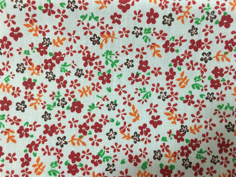 Kali RED Floral Polyester Cotton Fabric by the Yard - 10055