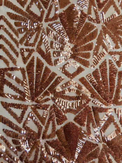 Gia GOLD Geometric Sequins on Mesh Lace Fabric by the Yard - 10101