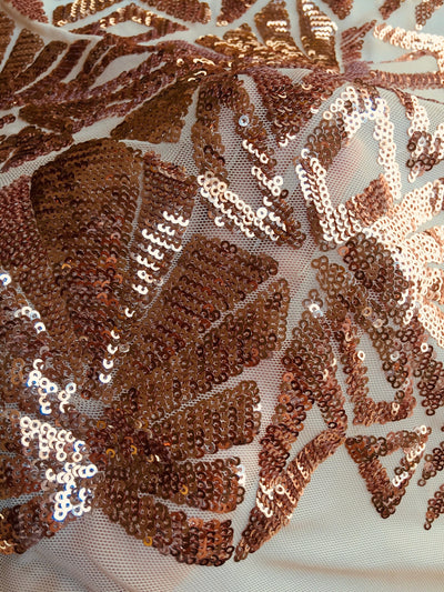 Gia GOLD Geometric Sequins on Mesh Lace Fabric by the Yard - 10101