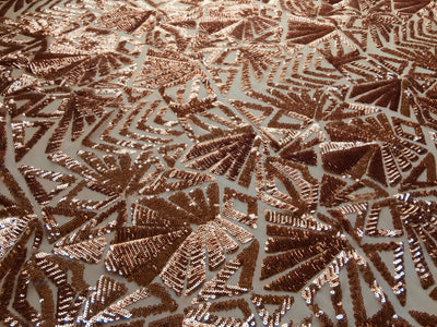Gia GOLD Geometric Sequins on Mesh Lace Fabric by the Yard - 10101