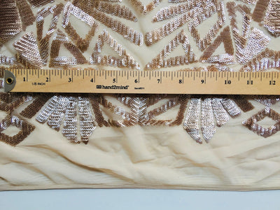Gia CHAMPAGNE Geometric Sequins on Mesh Lace Fabric by the Yard - 10101
