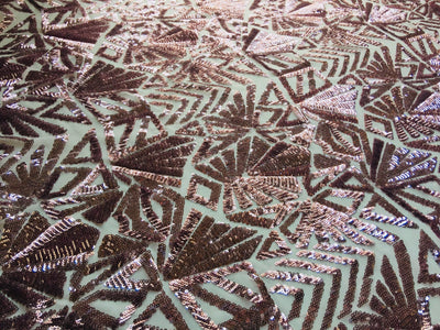 Gia DUSTY PINK Geometric Sequins on Mesh Lace Fabric by the Yard - 10101