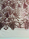 Gia DUSTY PINK Geometric Sequins on Mesh Lace Fabric by the Yard - 10101